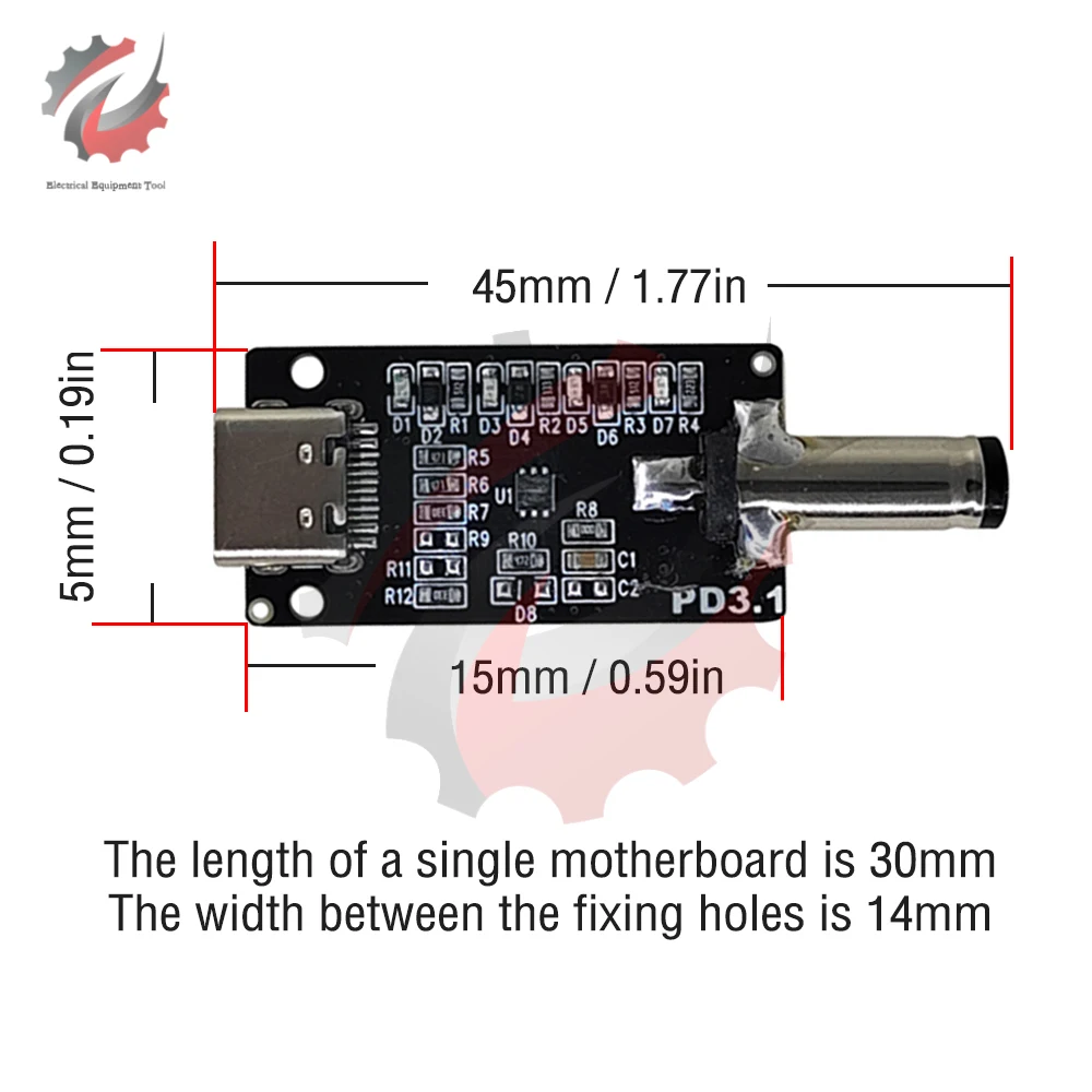 Type-C PD/QC2.0 3.0 PD3.1 to DC USB Decoy Fast Charge Trigger Poll Detector Charging Module Voltage Adjustable