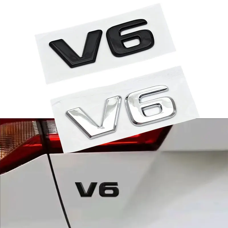 3d abs v6 logotipo traseiro do carro tronco adesivo emblema emblema para mercedes w204 c280 ml slk 320 bmw audi ford mustang toyota honda
