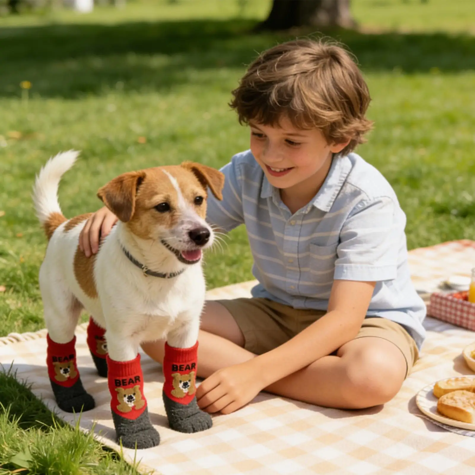 

Non Slip Dog Socks 4 Piece Cute Pet Shoes Anti Slip Dog Socks To Prevent Licking Paws For Hot Pavement Running Winter Snow Pet