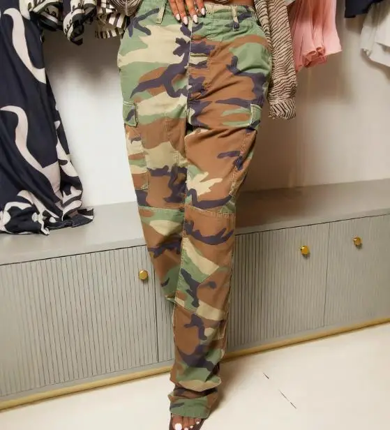 2026 Fashion Trend Camouflage Printed Loose Work Pants for Women, Personalized High Street Style Straight Leg Camouflage Pants