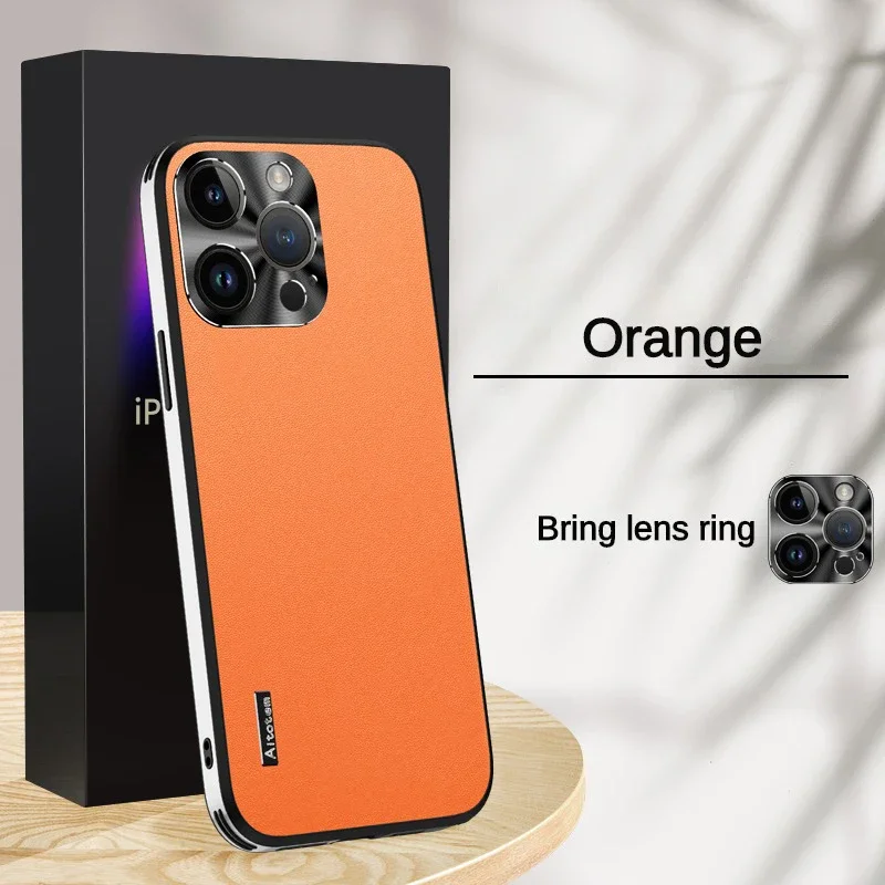 

Soft Leather Phone Case Back Cover for IPhone 13 15 16 14 Plus 11 12 Pro Max Shockproof Anti-Drop Metal Lens Protection Cases