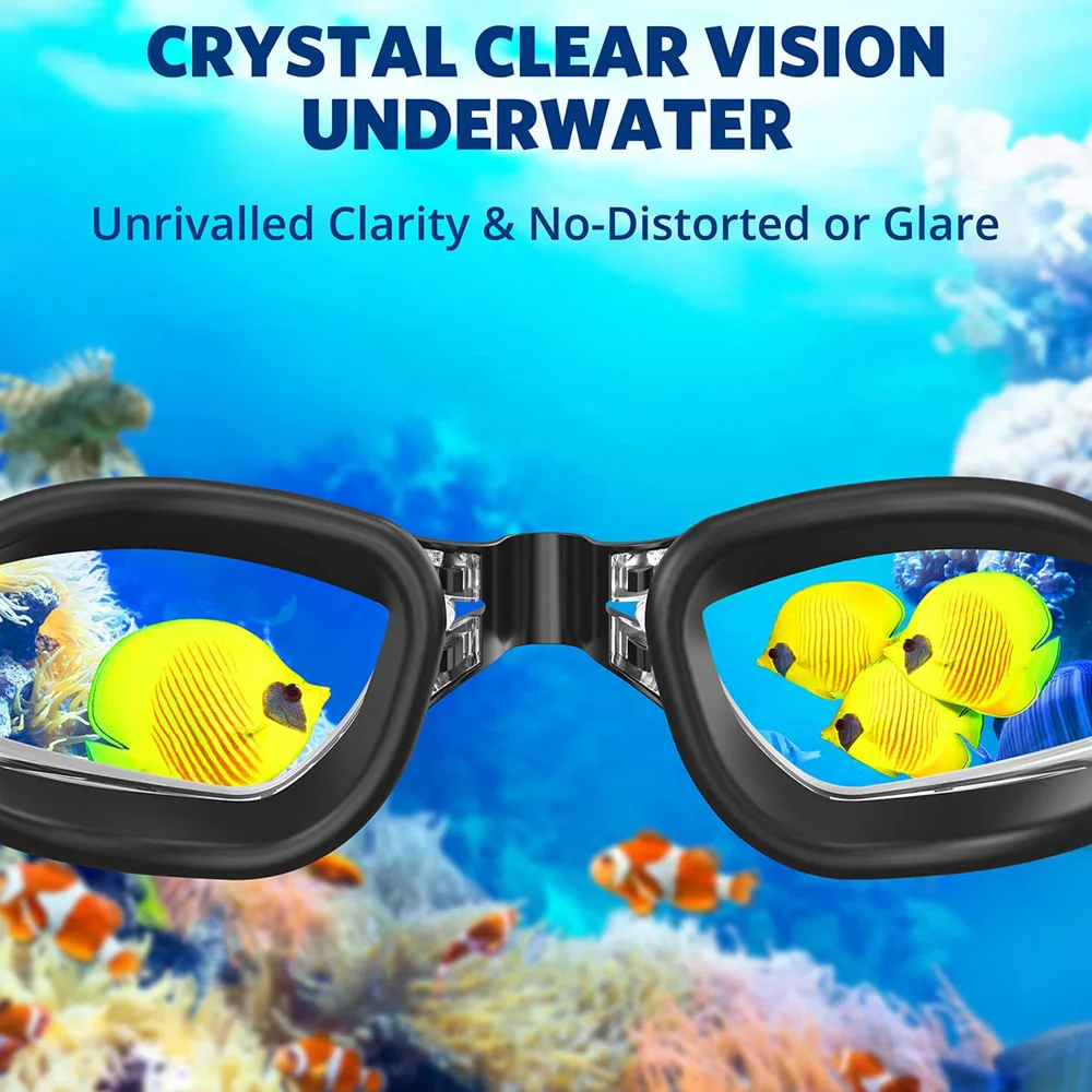 Professionelle Schwimmbrille, Schwimmbrille, beschlagfrei, klare Sicht, wasserdicht, schnell verstellbar, mit Ohrstöpsel, Nasenklammer, Brillen