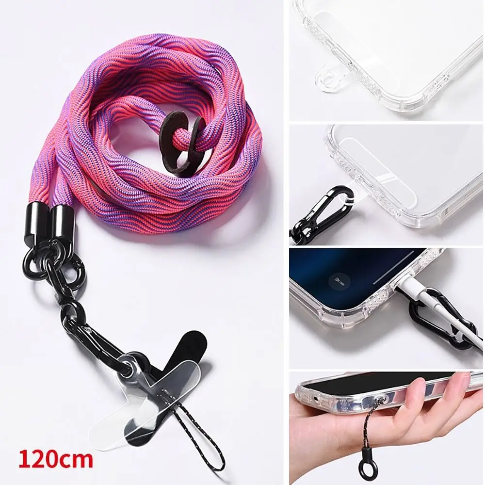 1Pcs Climbing Mobile Phone Lanyard Rotatable Clasp 120cm Long Crossbody Phone Strap with Patch Adjustable Neck Band Cord Chain