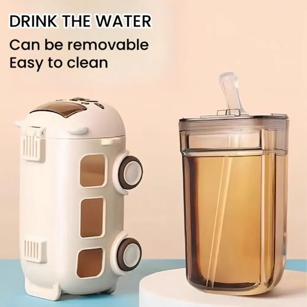 

Outdoor 530ML Bus Straw Cup Cartoon Shoulder Strap Car Water Cup Large Capacity Water Bottle Drinkware Kettle