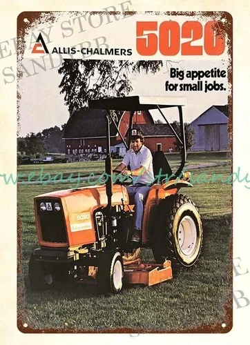 Letrero metálico de metal con diseño de tractor Allis Chalmers 5020 de 1977, para dormitorio o habitación de estudiantes