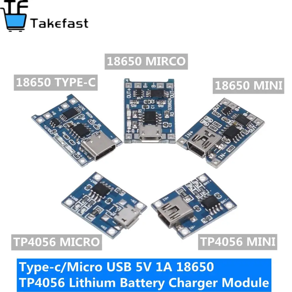 1PCS 5V 1A Micro/Type-c/Mini 18650 TP4056 Lithium Battery Charger Module Charging Board With Protection Dual Functions Li-ion