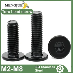 30/10/5Pcs M2 M2.5 M3 M4 M5 M6 M8 Metric Black 304 Stainless Steel Six-Lobe Torx Ultra Thin Super Low Flat Wafer Head Screw Bolt