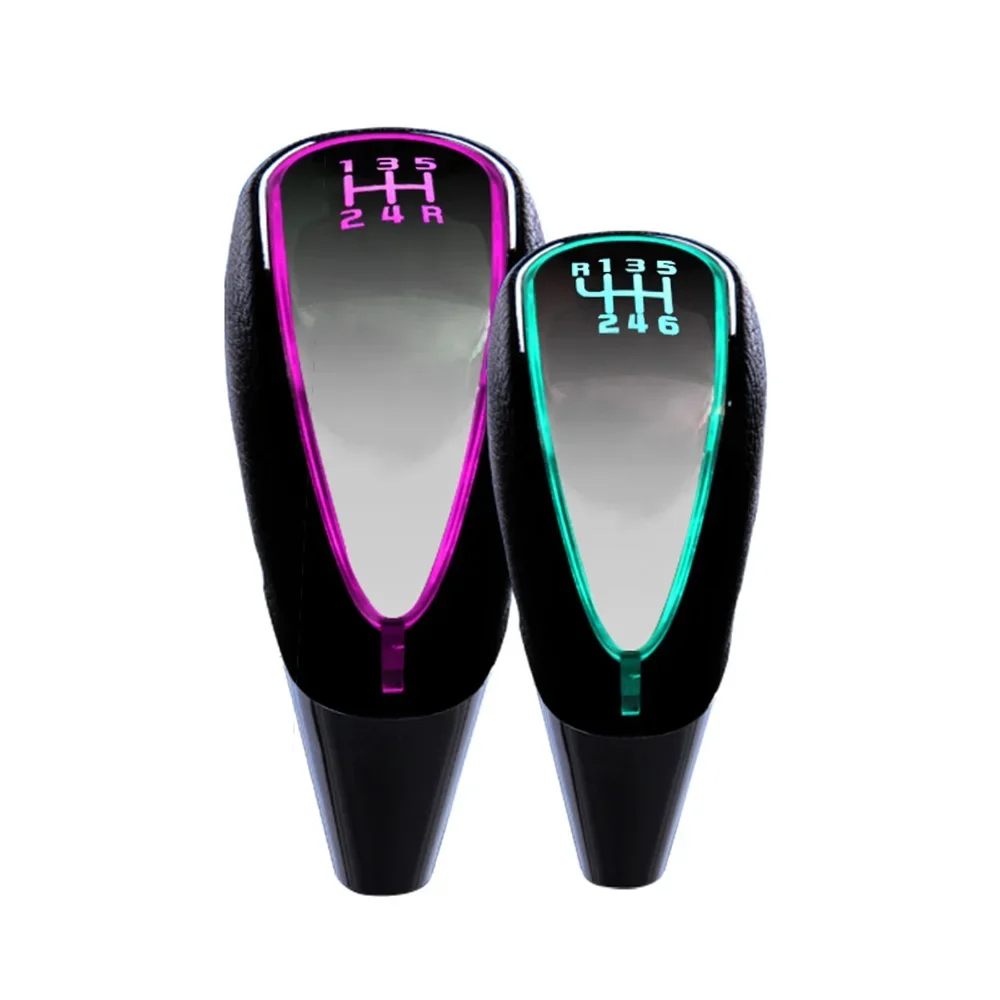 7 Colors Changes Activated Car Gear Shift Knob 5 6 Speed R-6 Car LED Gear Handball Knob Light Cigarette Lighter Charger Knobs AT