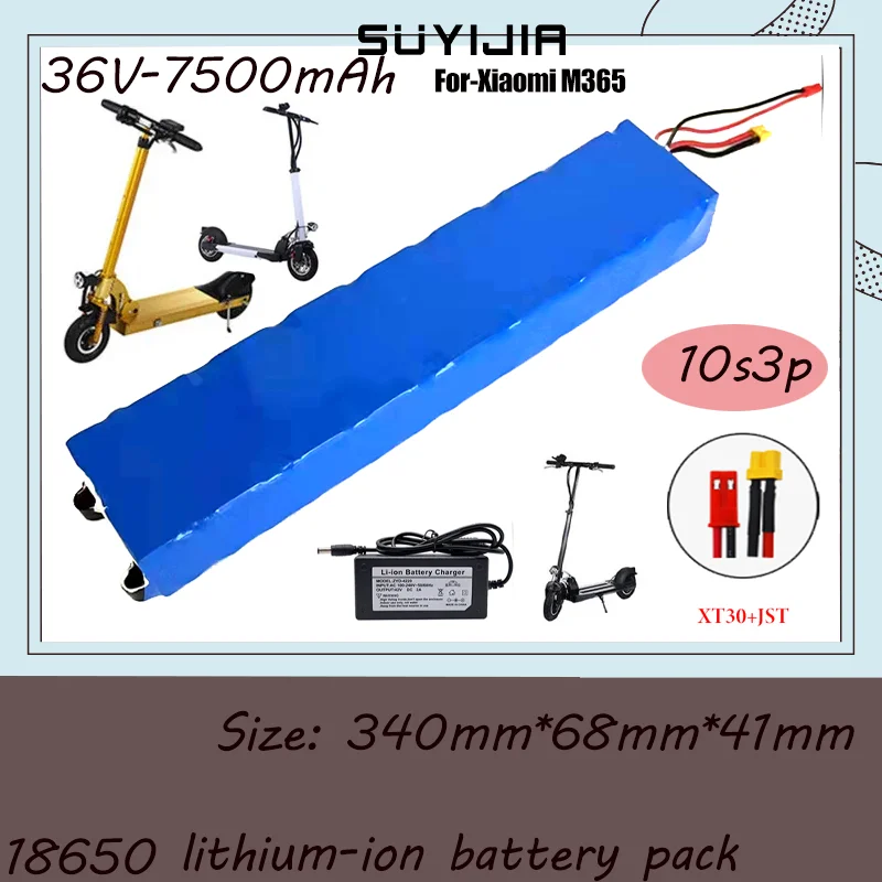 Original 36V 7.5Ah Battery Pack for xiaomi m365 36V 7500mAh Batteries Electric Scooter + BMS Board High Power 18650 Cells