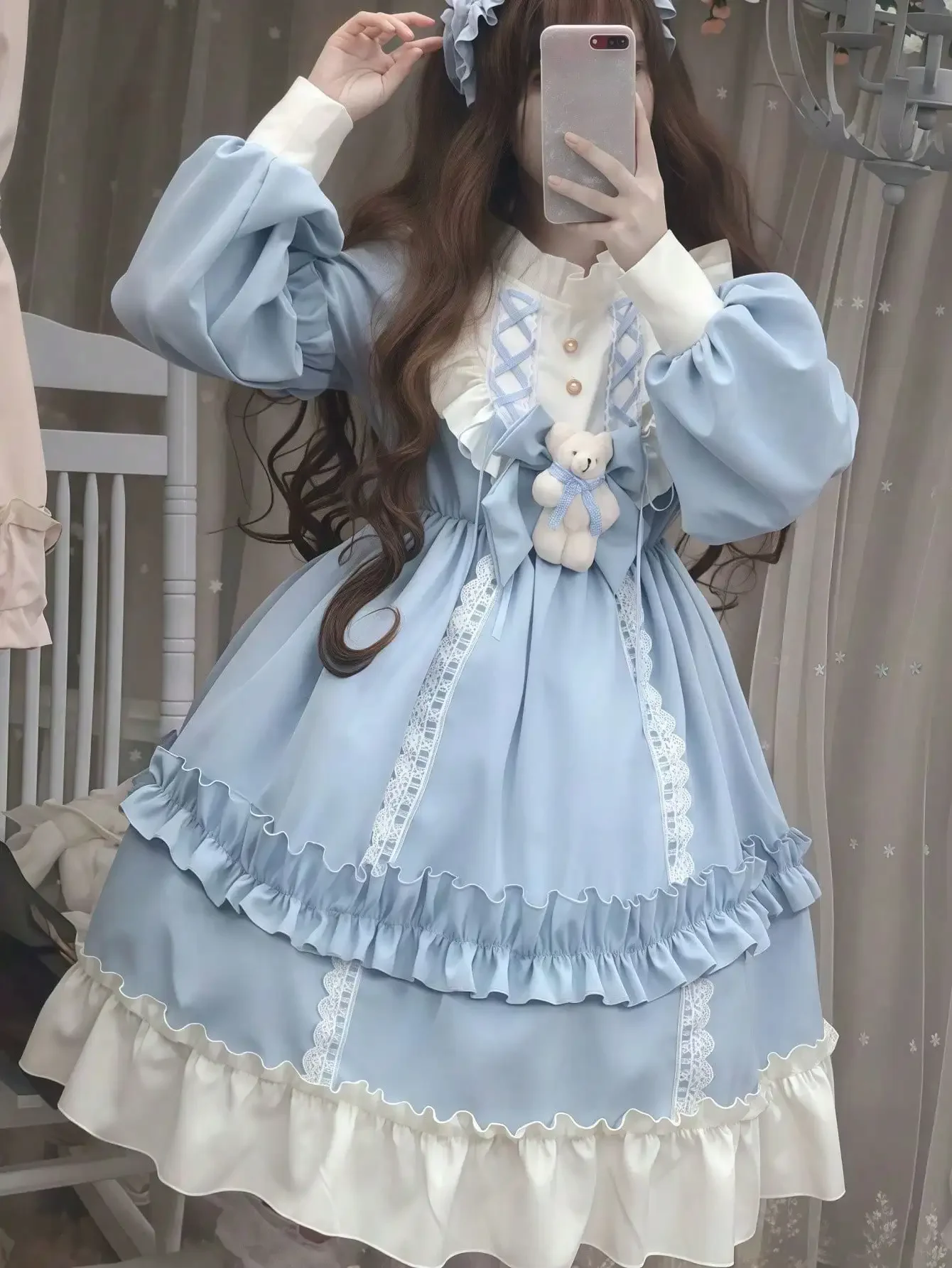 

1pc Japanese Sweet Lolita Style Cute Soft Girl Dress, Cosplay Costume Accessories Suitable For Festivals, Parties, Performances,