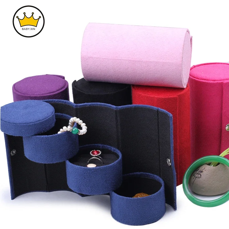1PC Rotating Jewelry Box Creative 3 Layer Function Outdoor Storage Box Round Choker Ring Organizer Holder Cylindrical Box Case
