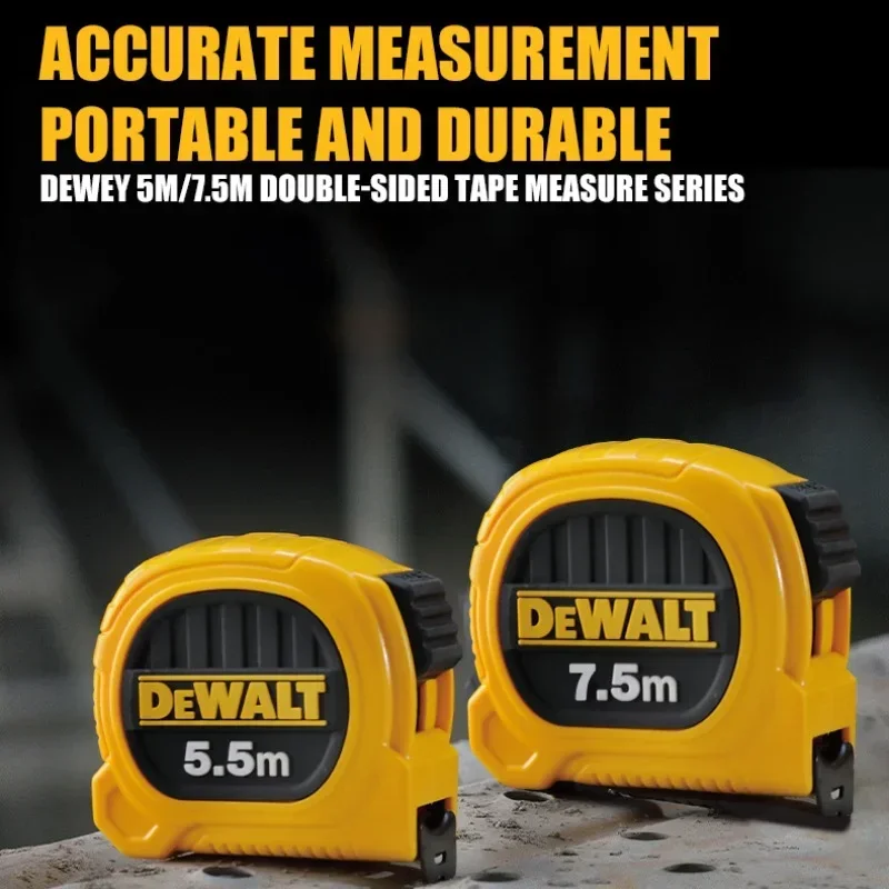 DEWALT-cinta métrica de doble cara para construcción, herramientas de medición de mapeo de carpintería, DWHT36156L-23/DWHT36158L-23, 5M, 7,5 M