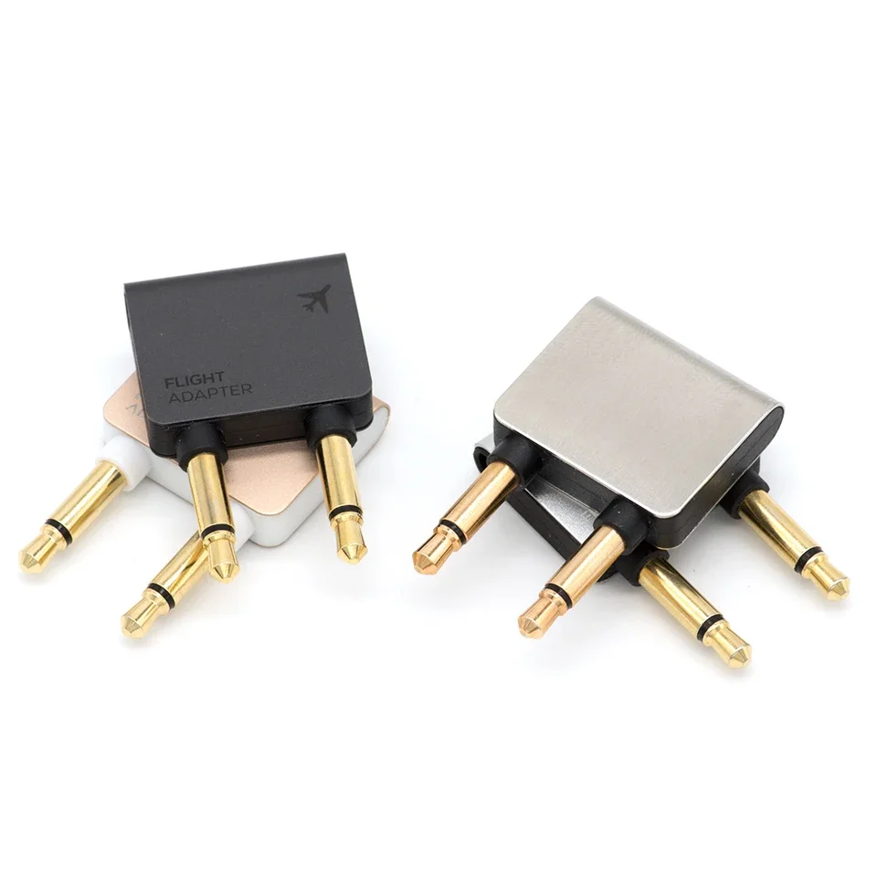 Gold-plated metal shell aircraft 3.5 mm aircraft aircraft headset mono audio converter travel jack plug distributor adapter