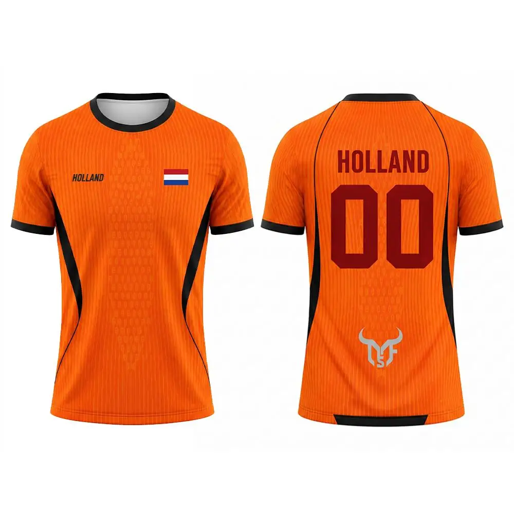 T-Shirt mit niederländischer Flagge, bedruckt, Sommer, neues, atmungsaktives T-Shirt für Outdoor-Sportarten, lässiges Sport-Trainings-Fußball-T-Shirt für Herren und Damen – Detail 6