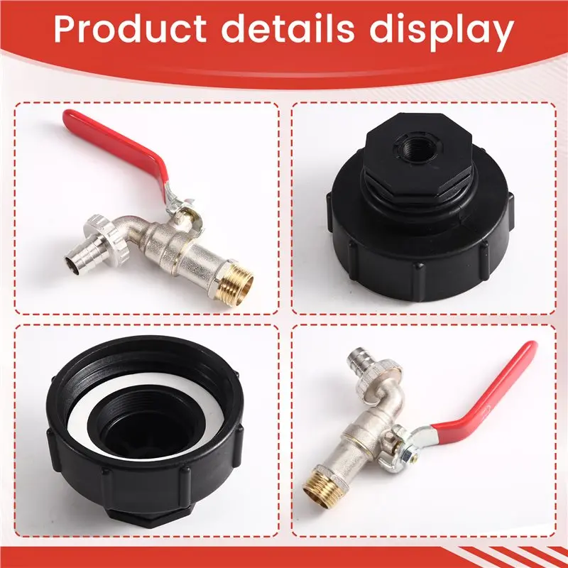 Hot Sale-IBC Tank Tap Adapter S100X8 Thread IBC Tank Tap Adapter 1/2'' Connector For Garden Home Valve Fitting Faucet