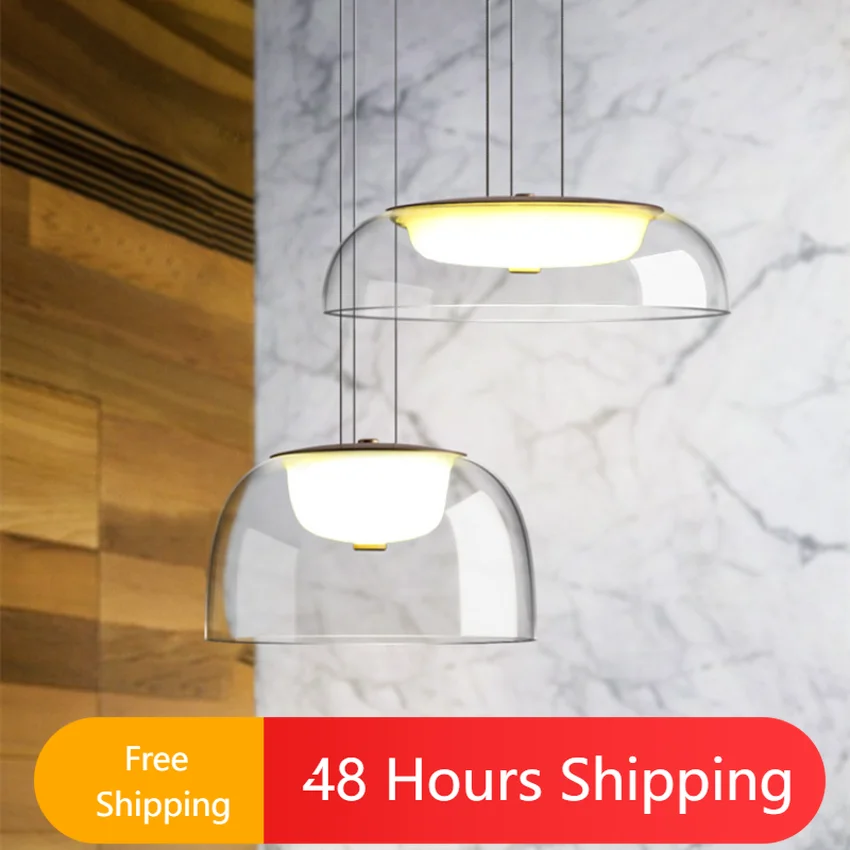 

Modern Clear Glass Led Pendant Lighting for Bedroom Kitchen Dining Room Bedside Hanging Lamp Ceiling Chandeliers Bathroom Lights