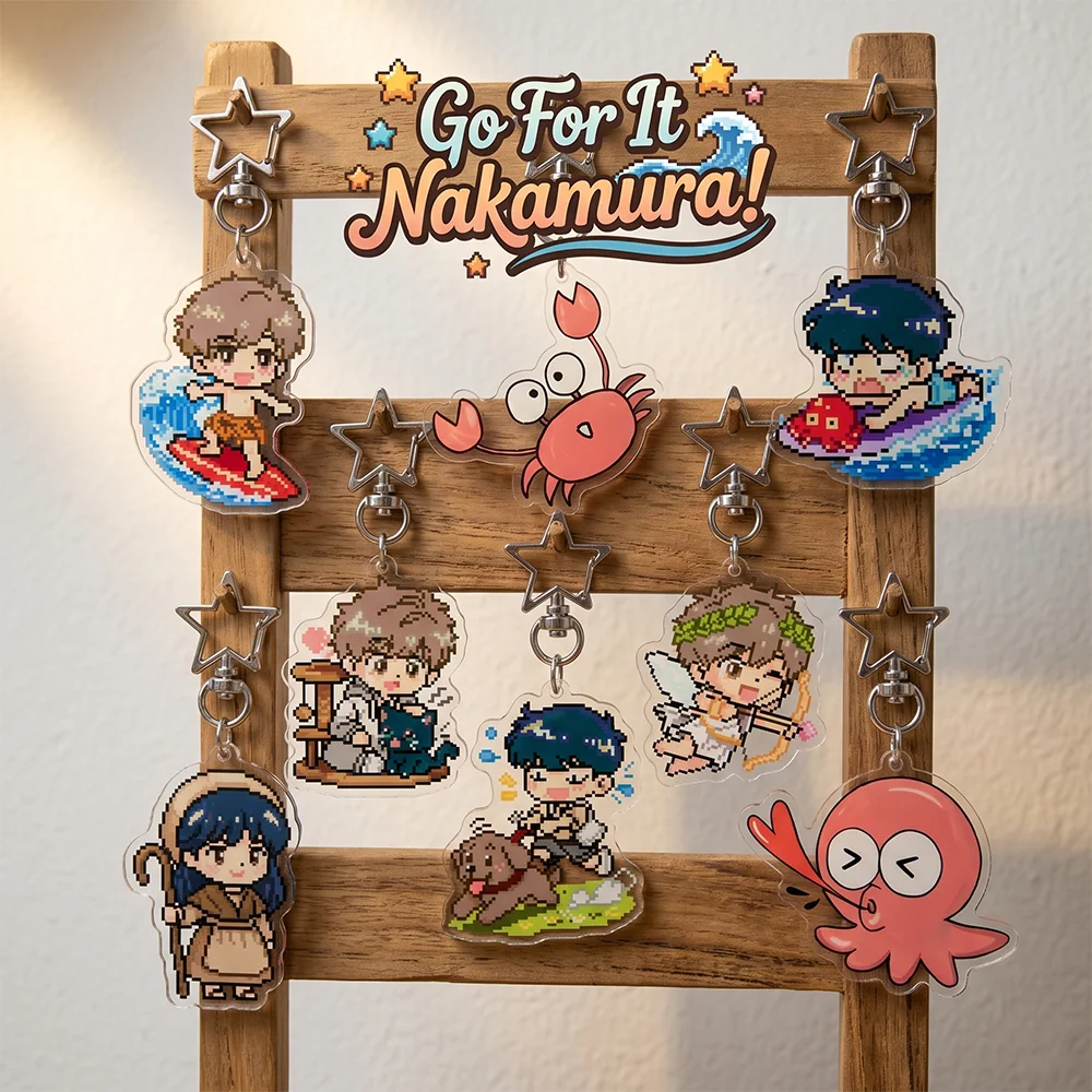 Anime Go For It Nakamura! Pixel Style Chibi Ver Kawaii Keychain 2026 New Cute Keyring Okuto Aiki Bag Charm