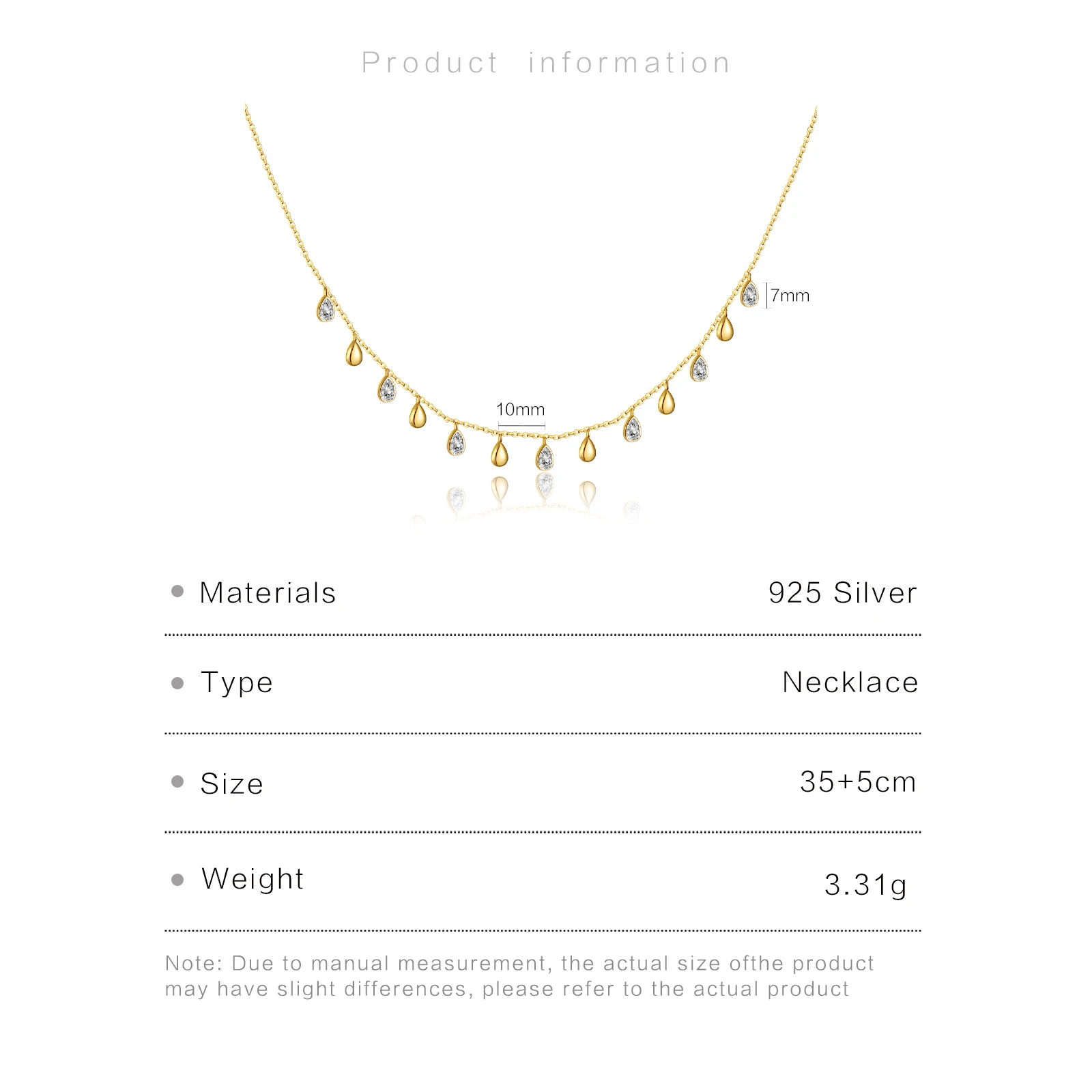 ANDYWEN 925 Sterling Silver Gold Ovals Zircon Charm Choker 40cm Long Chain Necklace 2021 Luxury Crystal Party Rock Punk Jewels