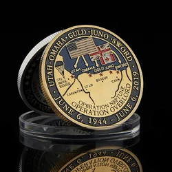 1994.6.6 WWII 75 aniversario Francia d-day Normandía Moneda de desafío chapada en oro/plata