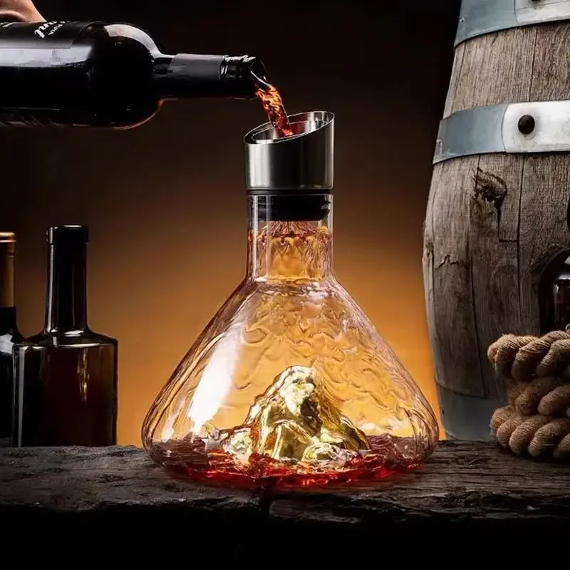 

Hand-Blown Crystal Wine Decanter with Built-In Aerator Pourer Red Wine Carafe for Serving Wine Accessories