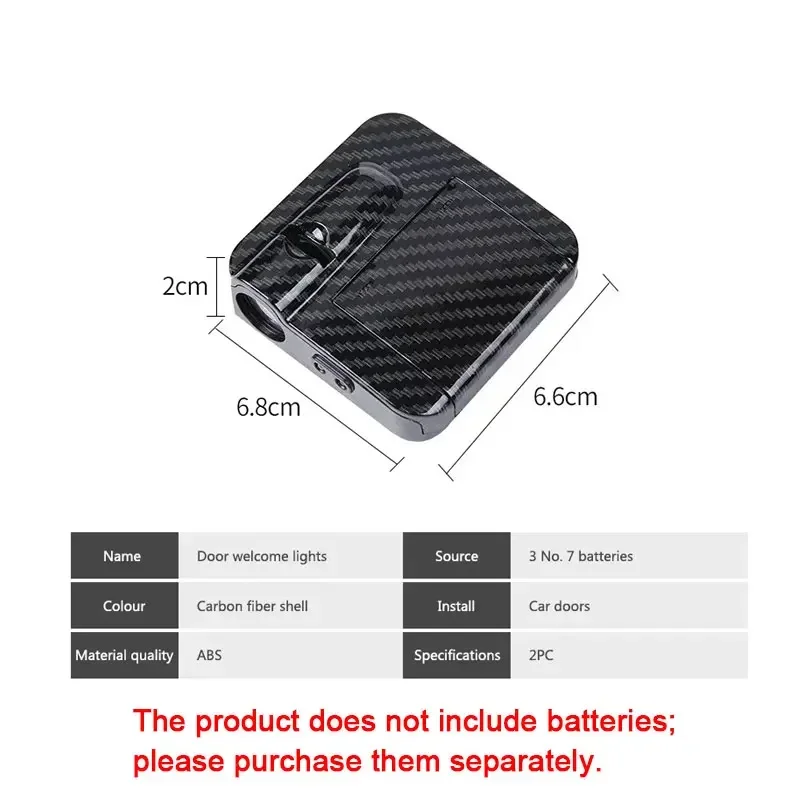 2/4pcs Car Door Projector Laser Car HD Door Projector, Auto Accessory, No Wiring Required, Battery-Powered, Wireless HD - view 6