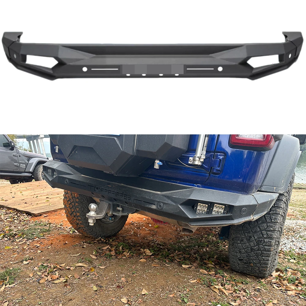 Lantsun JL1352 Rear Bumper Iron Bumper with 4-Light and Radar Hole for Jeep for Wrangler JL2018+