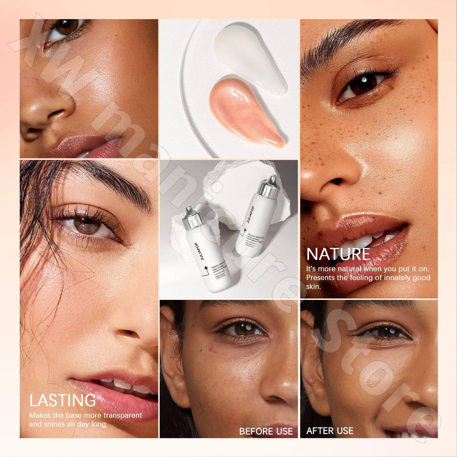 Crème d'isolation faciale translucide légère, pré-cosmétique, hydratante et éclaircissante, pour le teint de la peau, Pores invisibles, crème cru, 35ML