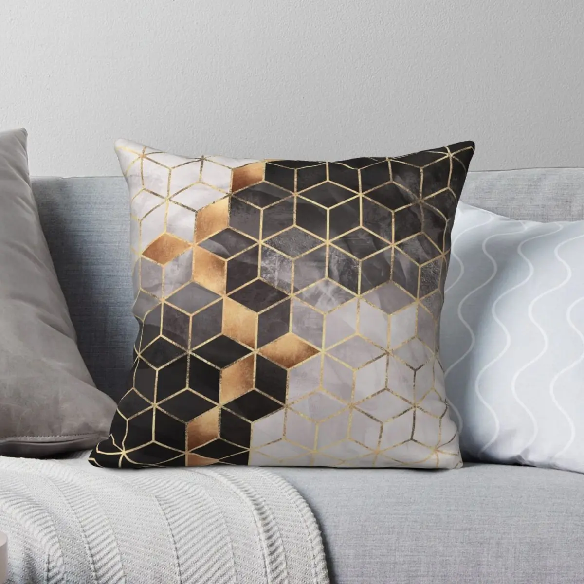 

Smoky Cubes Geometric Square Pillowcase Polyester Linen Velvet Printed Zip Decor Pillow Case Sofa Seater Cushion Case 45x45