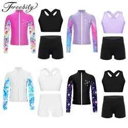 Dziecięcy dziewczęcy zestaw sportowy dres dziecięcy zestawy do jogi topy spodenki kurtka z zamkiem nastolatki stroje gimnastyczne siłownia Fitness garnitury sportowe