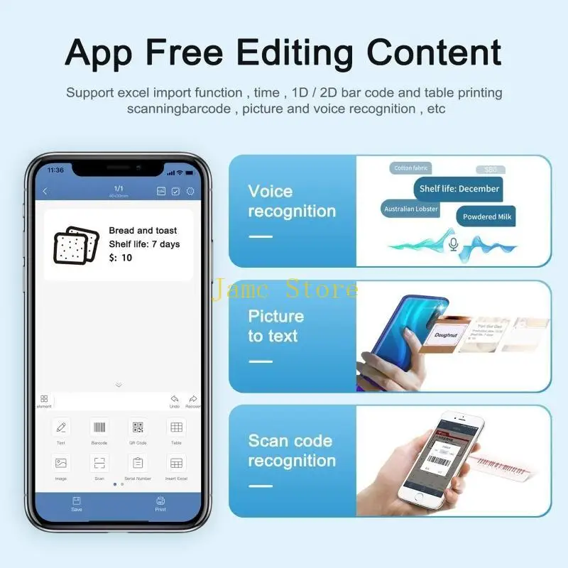 LX0B Printer Label Termal Kompatibel dengan Pakaian Portabel Perhiasan Supermarket Kue Coding Set Regonisasi