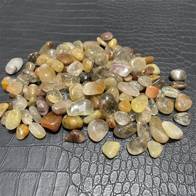 

500g Wholesale Natural Crystal Gold Hair Gravel Quartz Tumble Chips Healing Folk Crafts Stone Reiki DIY Stone