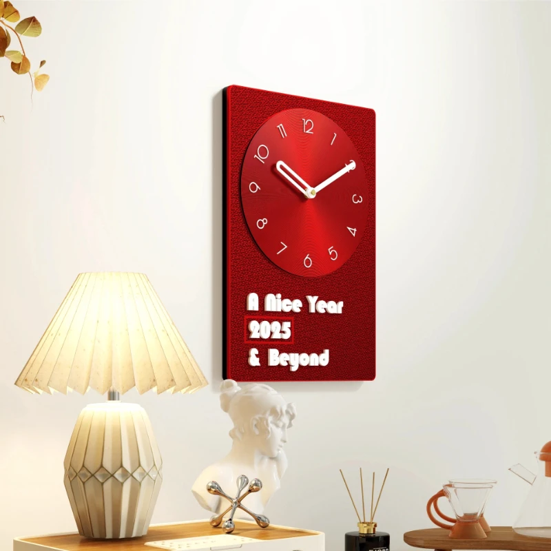 Creative Wall Clocks Living Room Minimalist Red Clock Bedroom Multifunctional Silent Wall Watch Home Decoration Accessories