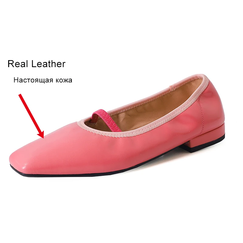 JOZHAMTA Size 34-39 Casual Ballets Flats Shoes For Women Soft Real Leather Ballerinas Low Heels Shoes 2025 Spring Daily Dress