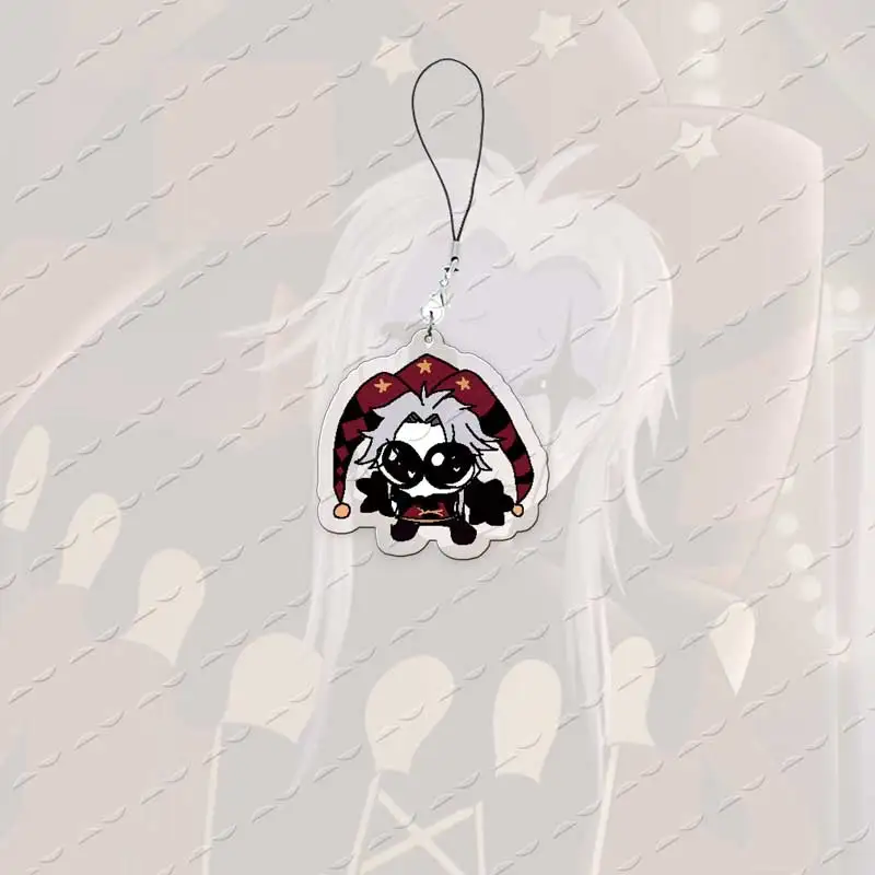 Game The Freak Circus Pierrot Mobile Phone Charms Kawaii Acrylic Joker Clown Small Pendant Phone Chain Keychain Fans Gifts