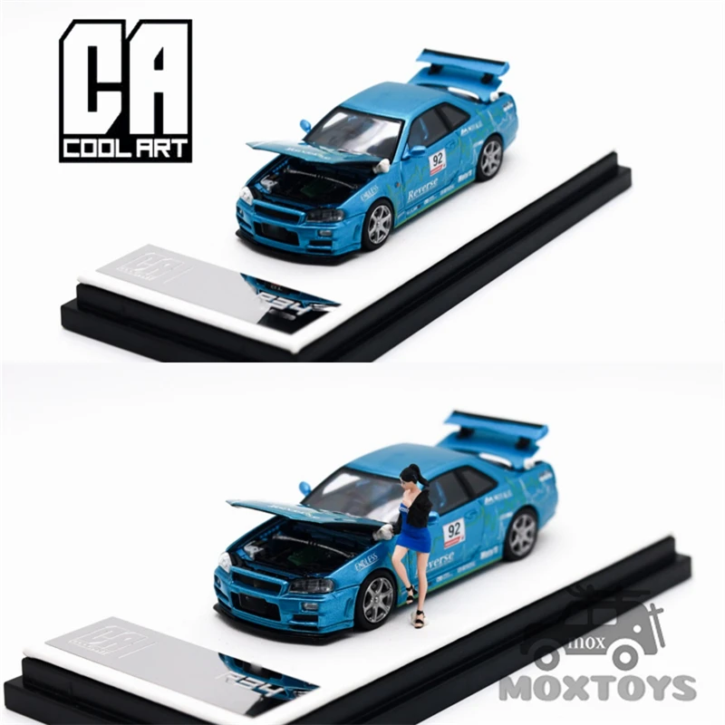

Литая под давлением модель автомобиля Time Micro COOL ART 1:64 GTR R34 Blue No 92