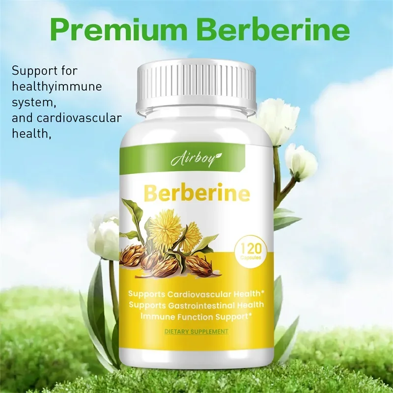 Berberine Capsules - Supports Cholesterol Levels, Heart Health, Weight Management, Promote Cardiovascular and Digestive Health