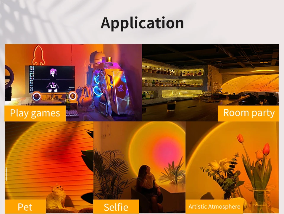 Tuya Smart Sunset Lamp Night Light Sunset Projector Smart Life APP Remote Led Lights For Photography Selfie Party Decoration