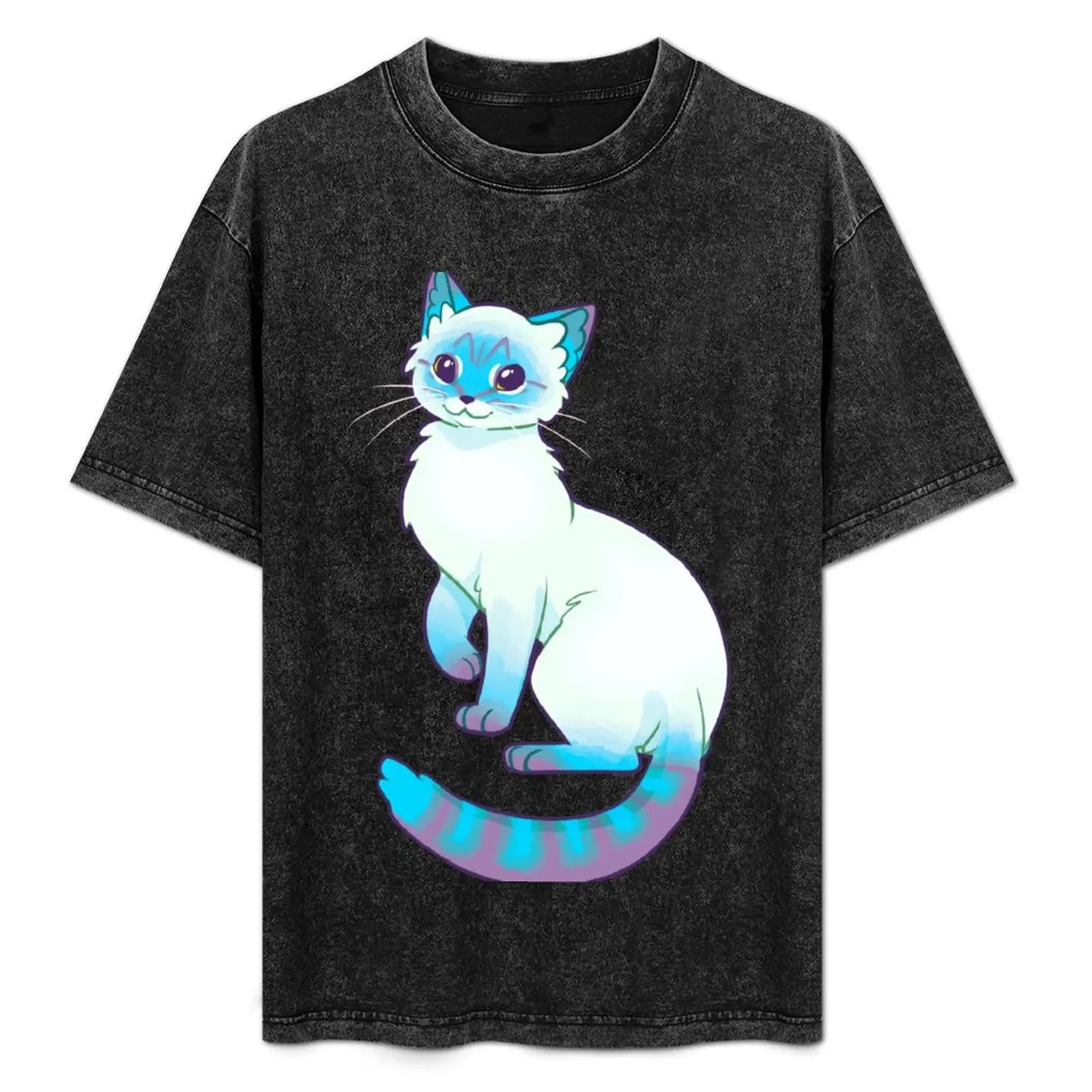 ANXIETY LIES Magical Lynx Point Siamese Cat T-Shirt blue archive summer clothes men graphic t shirts