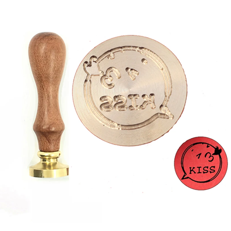 

Exquisite Paint Wax Stamp Ornament Love Kiss wood handle,DIY Ancient Seal Retro Stamp,Oval shape Wax Seal High Quality