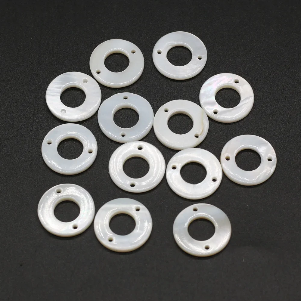 10PCS White Natural Freshwater Shell Beads Round Mother of Pearl Shell Pendant DIY for Jewelry Making Necklace Bracelet