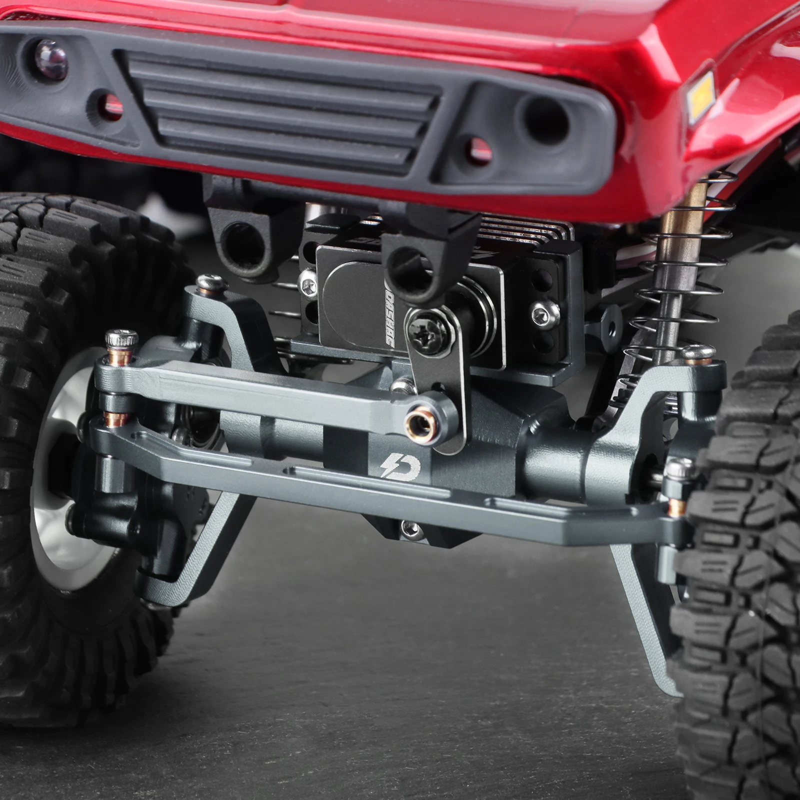 مجموعة محاور البوابة الأمامية والخلفية من الألومنيوم DashRC مع تروس فولاذية، وحامل مؤازر، وصلات توجيه لزاحف الصخور Redcat Ascent18 RC