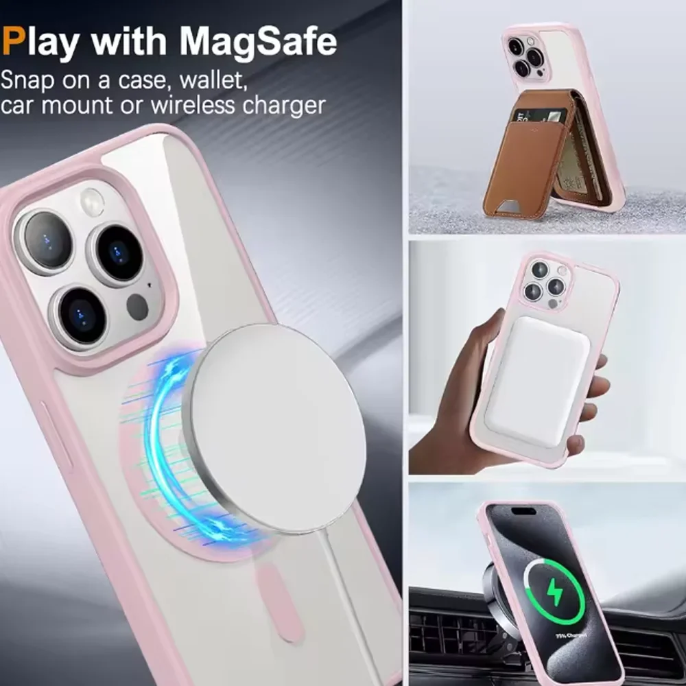 Luksusowe etui magnetyczne w kolorze makaroników do iPhone'a 17 Pro 16 15 14 Plus 13 12 Mini 11 Pro Max z obsługą ładowania bezprzewodowego. — zdjęcie 4