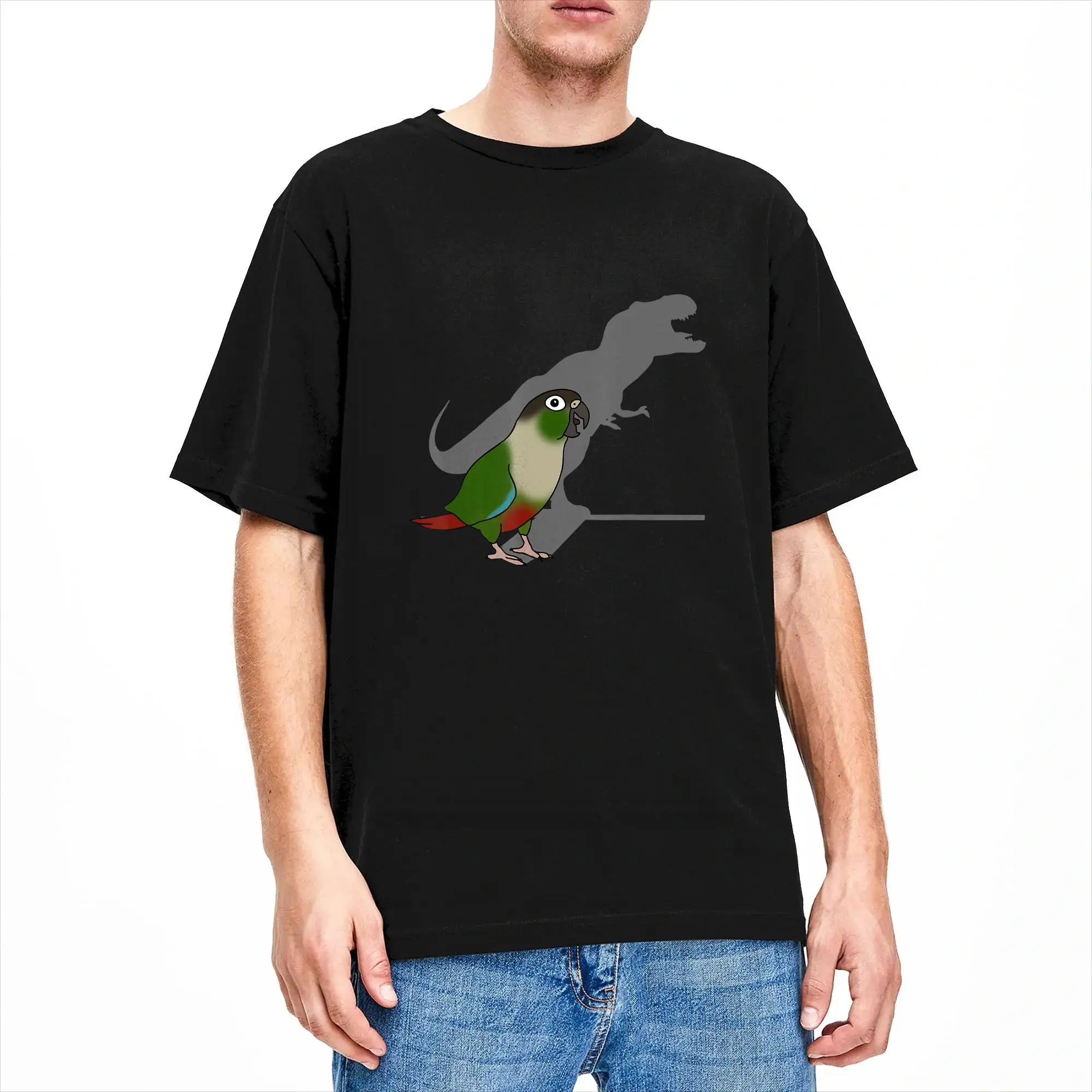 Casual Screaming Parrot Birb Memes Funny T Rex Green Cheeked Conure T-Shirt  Men O Neck Cotton T Shirts  Short Sleeve Tee Shirt