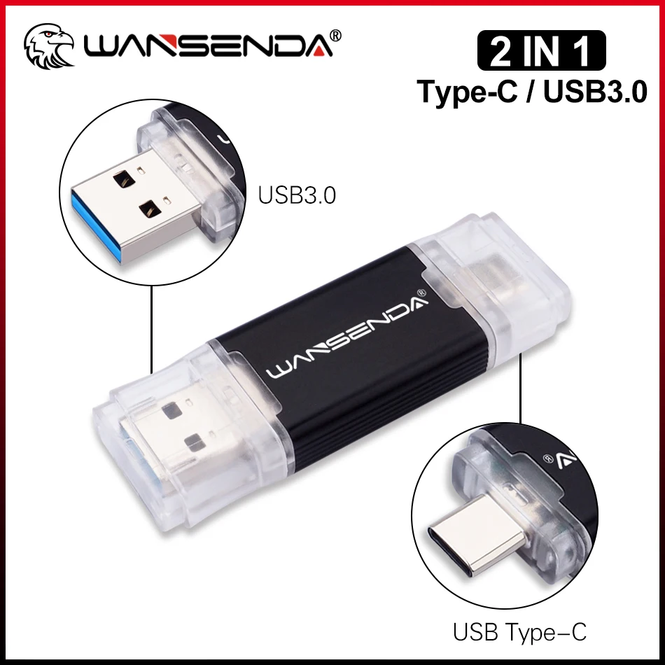 

WANSENDA USB TYPE C Флэш-накопитель Металлический флэш-накопитель 512 ГБ для мобильного телефона типа C/ПК 32 ГБ 64 ГБ 128 ГБ 256 ГБ Memoria USB Stick