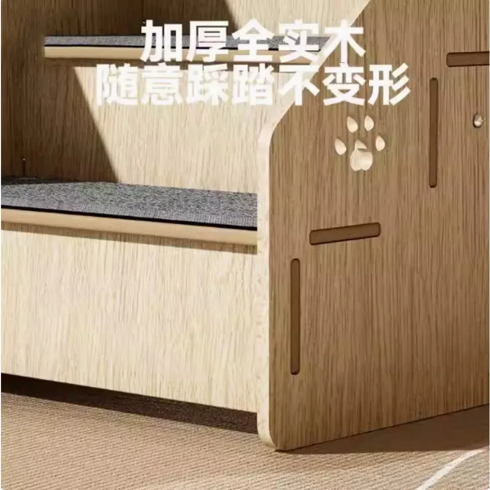 Escaleras de madera para mascotas de 3 niveles para sofá y cama, rampa antideslizante para perros pequeños y medianos y gatos, escalera para perros