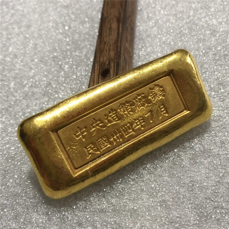 Wholesale Vintage Gold Bar Rectangular Gold Ingot Copper-Plated Gold Ingot Antique Crafts Gold Brick Little Yellow Croaker