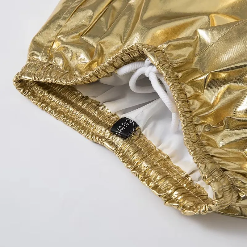 Shiny Metallic Gold Sweatpants Joggers for Men Streetwear Hip Hop Pants Nightclub Stage Singer Costume Autumn Solid Trousers