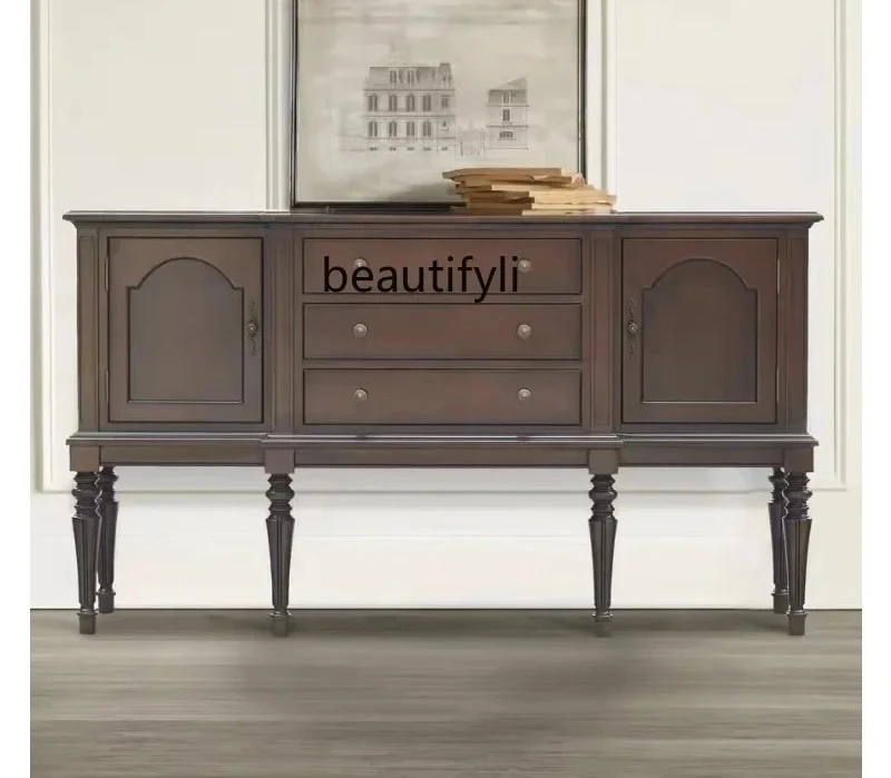 

American Country Retro Multi-Functional Locker Sideboard Dining Room Solid Wood Entrance Cabinet