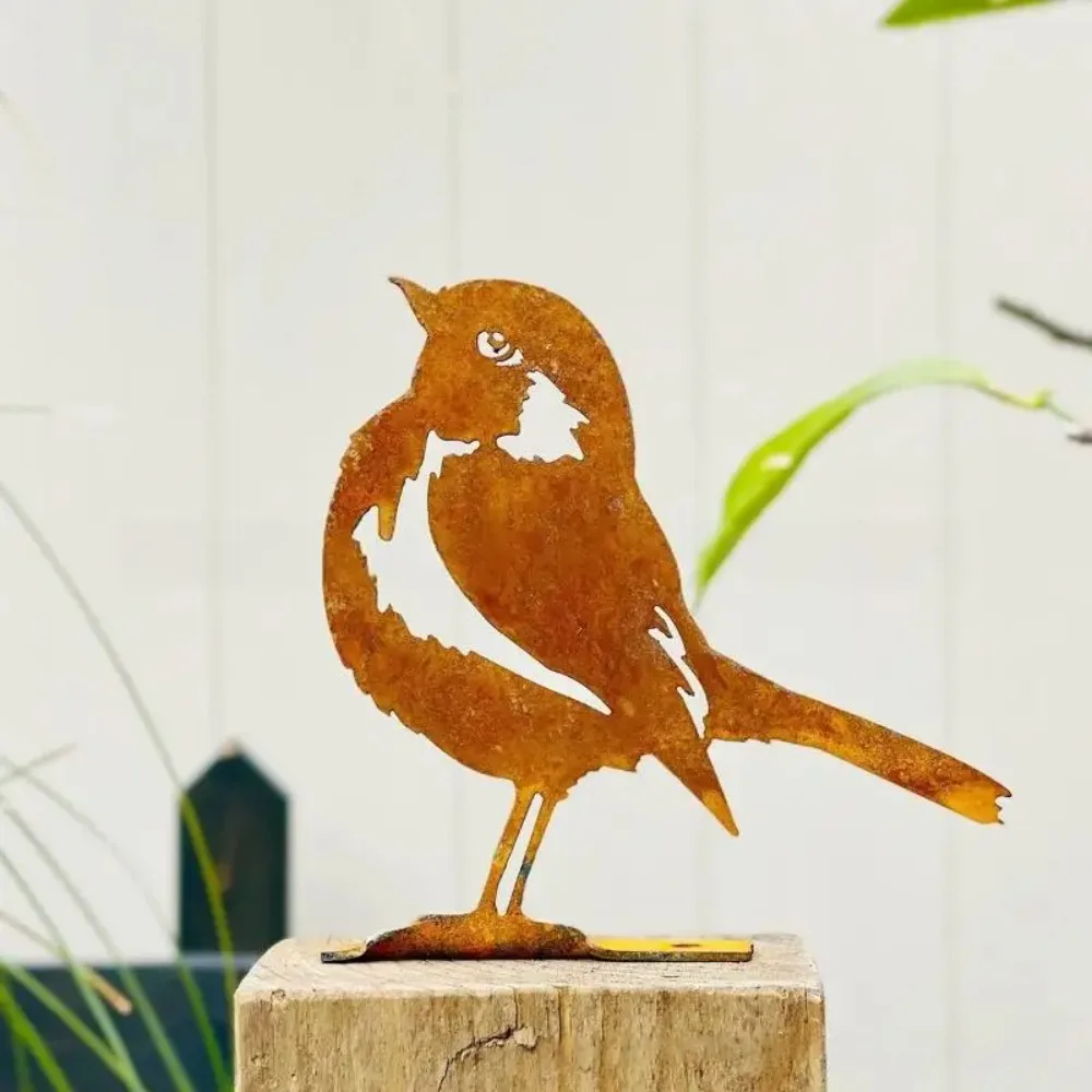 CIFBUY – décoration murale en métal en forme d'oiseau de couleur rouille, panneau en fer imperméable pour la maison, le jardin, la terrasse, la décoration extérieure