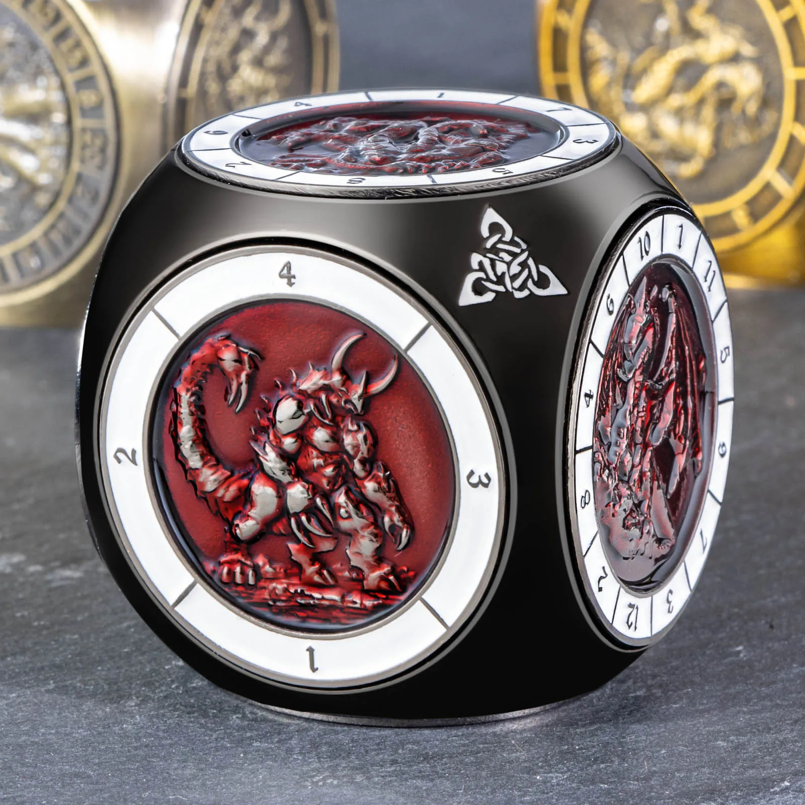7 in 1 Spinner DND Metal Dice 3D Relief D&D Polyhedral Dice for RPG Role Playing Gaming Dungeon and Dragon